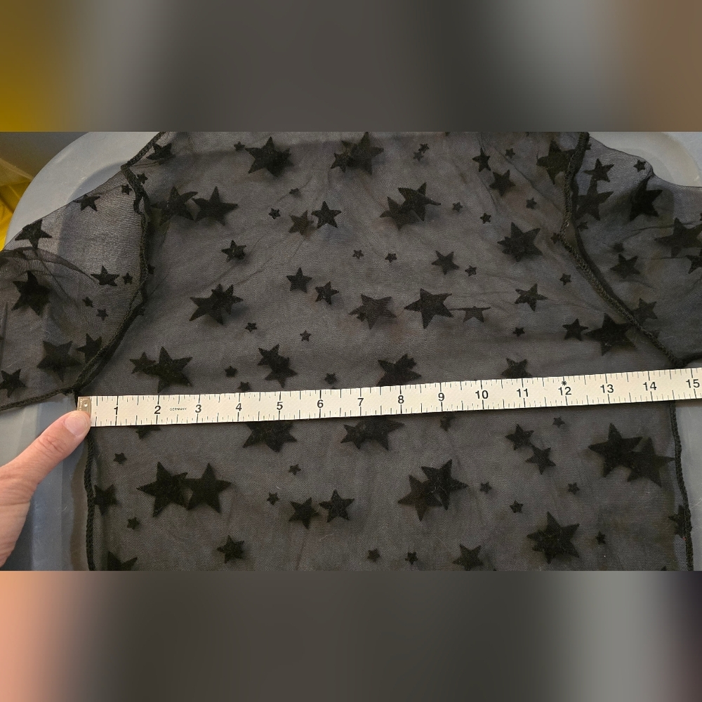 Sheer Black Star Pattern Blouse Small - Picture 6 of 6